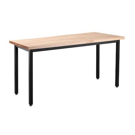 National Public Seating NPS Heavy Duty  Steel Table, Black Frame, 30 x 72 x 30, Butcherblock Top HDT7-3072B